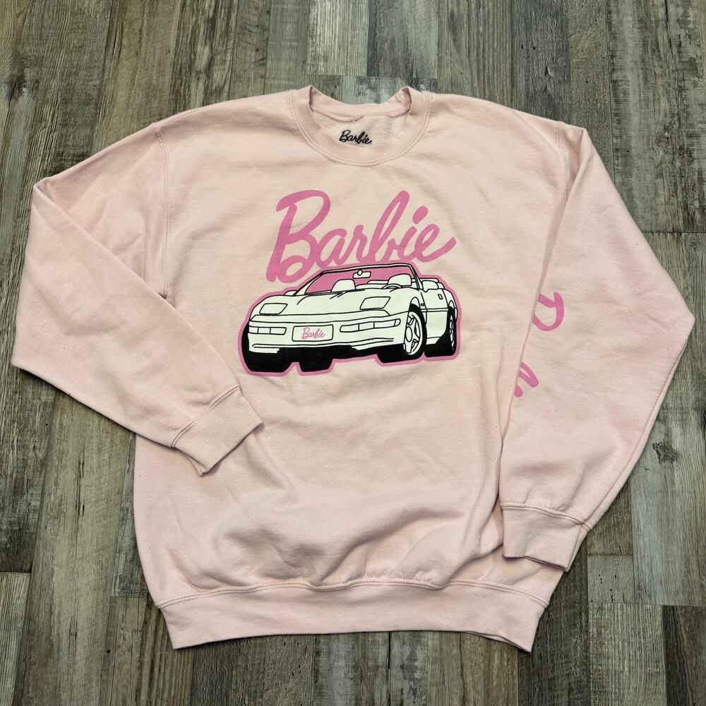 Barbie Sweatshirt Pink Barbie Corvette Women's (Size M) Crewneck Pullover